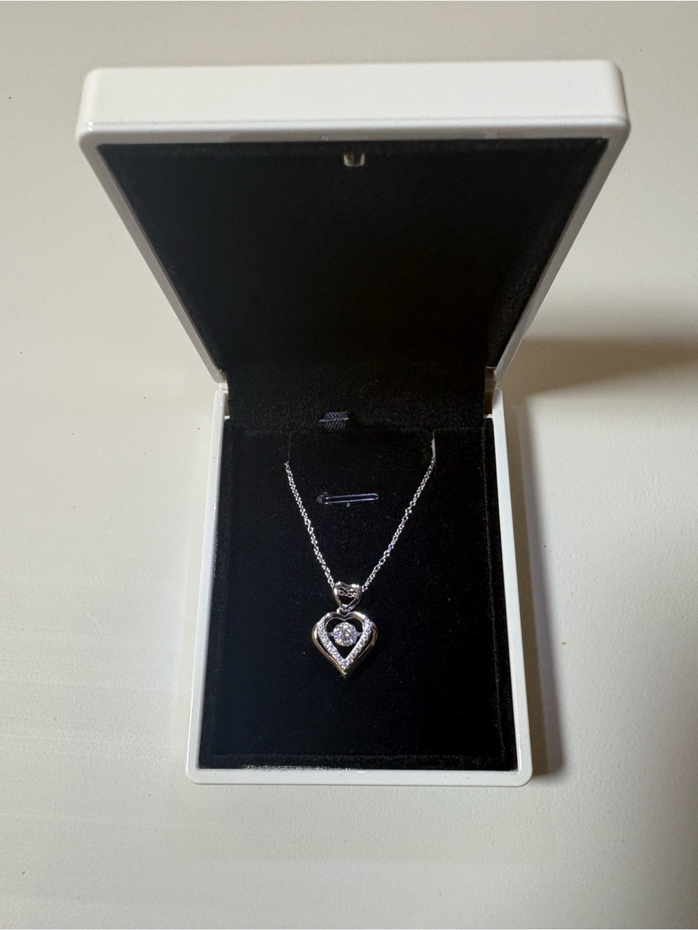 “Dancing Heart Necklace” Moissanite S925 16-18in Adjustable